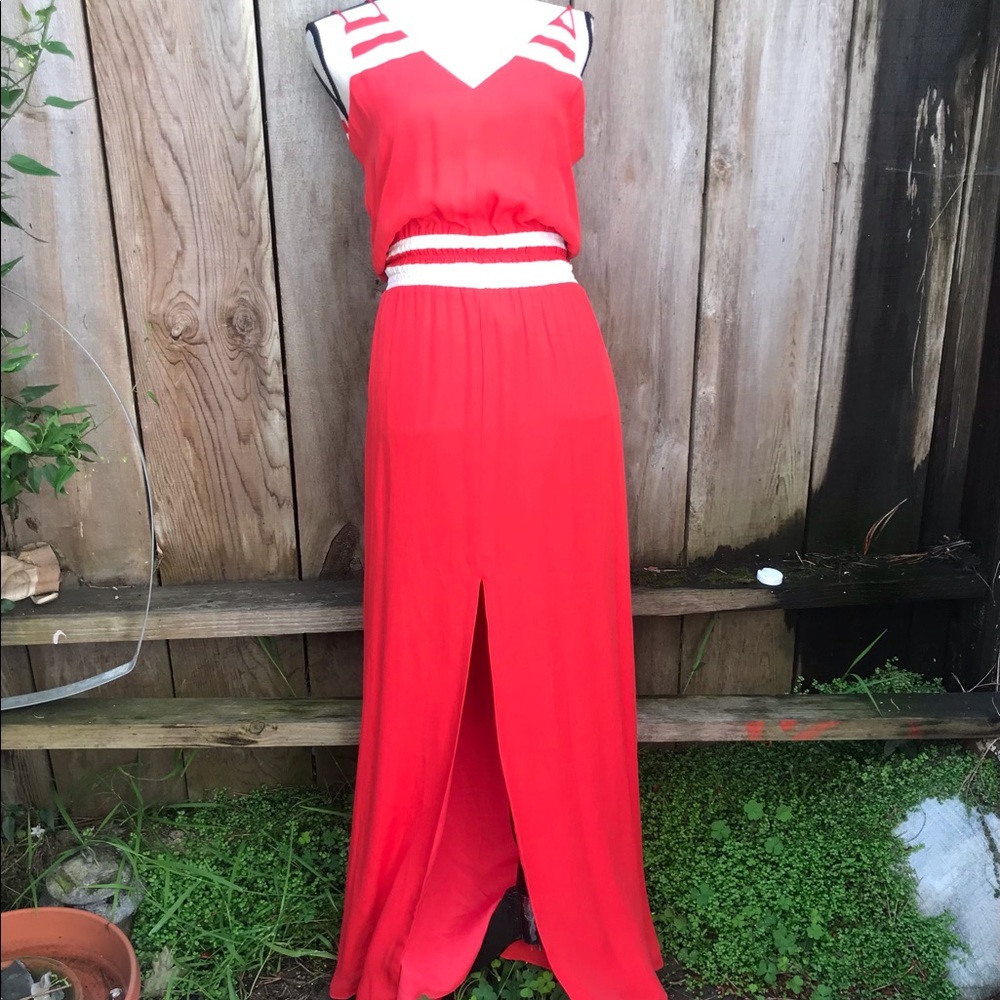 Maxi dress by Parker red silk chiffon. Sz Xs